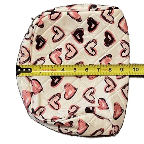 NEW QUILTED BAG PURSE SET White with Pink Hearts WOMAN WITHIN 2 Piece Set 0958A - Picture 12 of 14